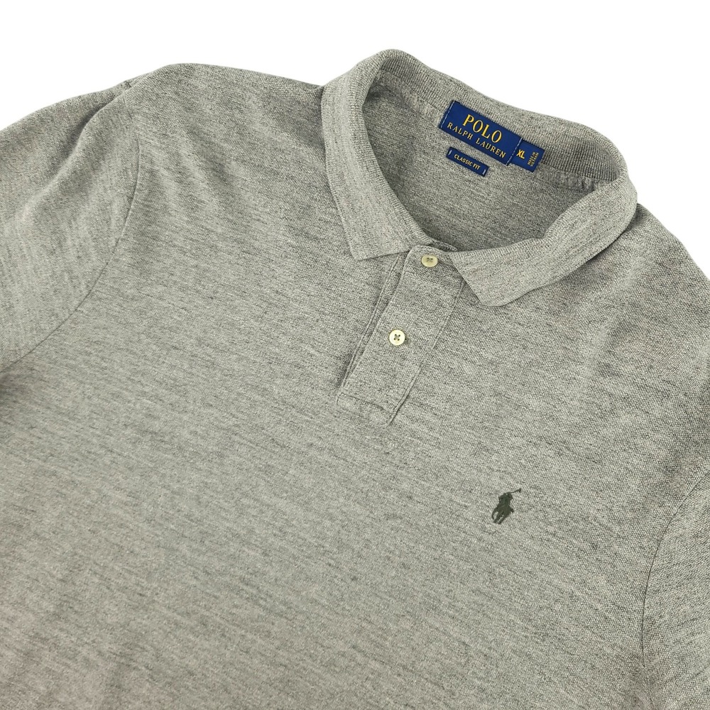 Polo Ralph Lauren Polo Shirt Mens XL Gray Solid Classic Fit Pony Logo Top